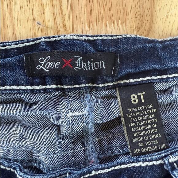 Love Nation 8T Jeans Stretch Boot Cut Embellished Denim Embroidered Pockets - Picture 6 of 7